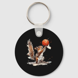 Porte-clés Basket-ball Aquarelle écureuil Basket-ball