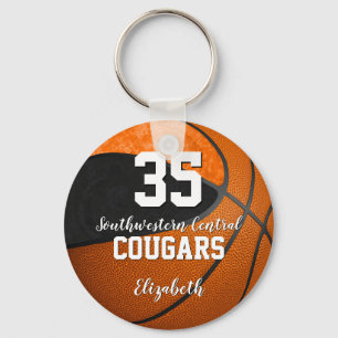 Porte-clés basket-ball féminin noir orange école couleurs