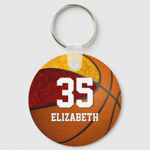 Porte-clés basket-ball maroon or filles école couleurs