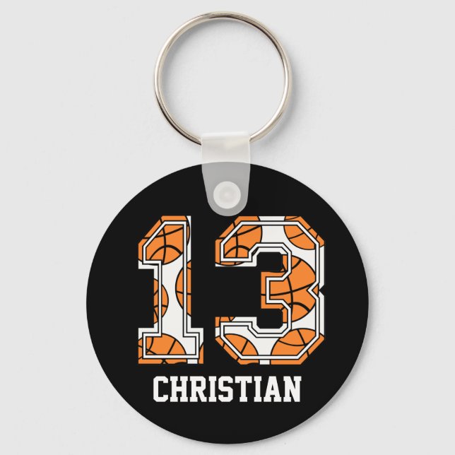 Porte-clés Basket-ball personnalisé numéro 13 (Recto)
