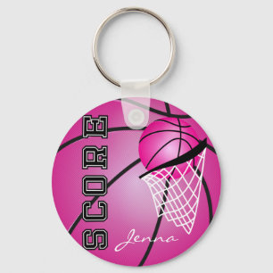 Porte-clés Basket-ball rose Nom do-it-yourself