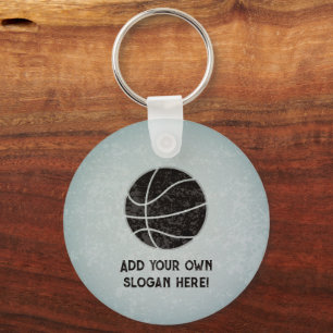 Porte-clés Basketball Thème - look acier, propre texte des de
