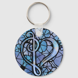 Porte-clés Bass Treble Clef Note Musique Heart Love