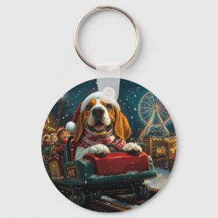 Porte-clés Basset Hound Montagnes Russes Noël