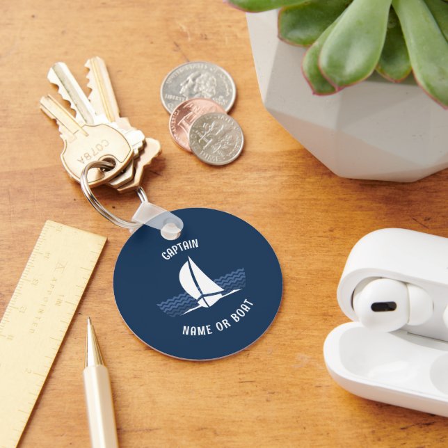 Porte-clés Bateau à voile avec texte personnalisable (Bureau)