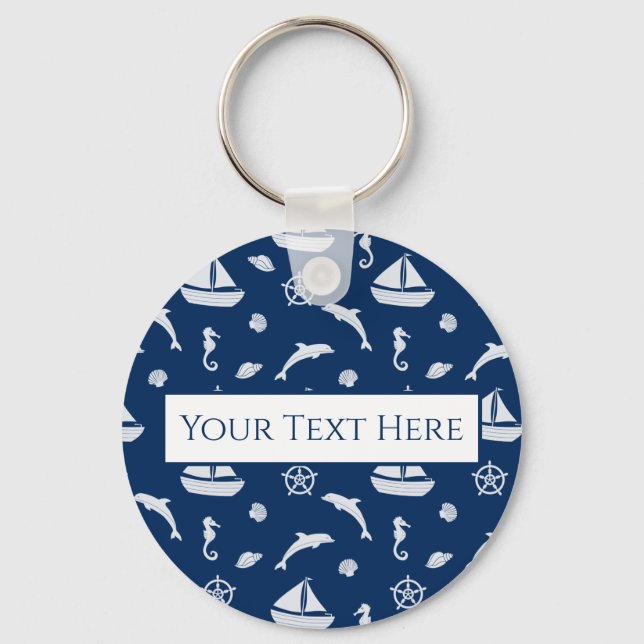 Porte-clés Bateau à voile et Motif Marine Life (Recto)