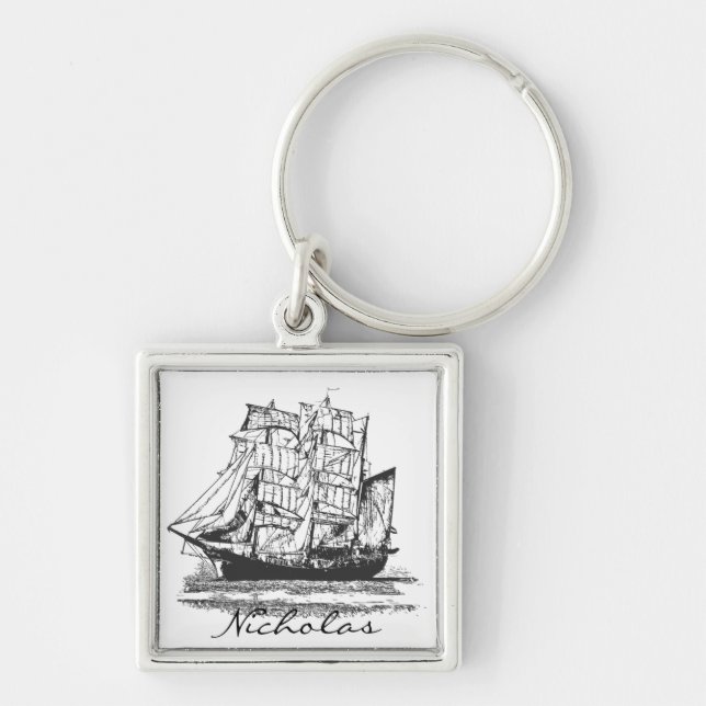 Porte-clés Bateau à voile personnalisé Windjammer Bateau mari (Devant)