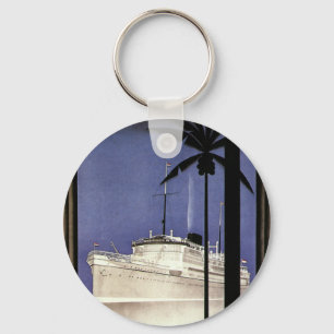 Porte-clés Bateau de croisière tropicale Vintage voyage et pa