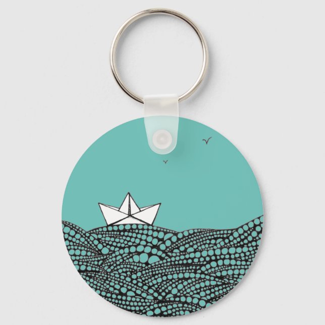 Porte-clés Bateau en papier dessiné (Recto)