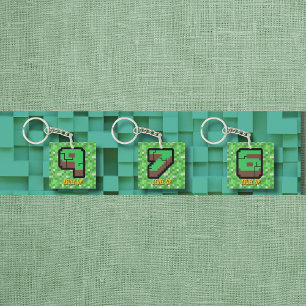 Porte-clés Bâtiment Pixelated Gamer Vert Level Up 9