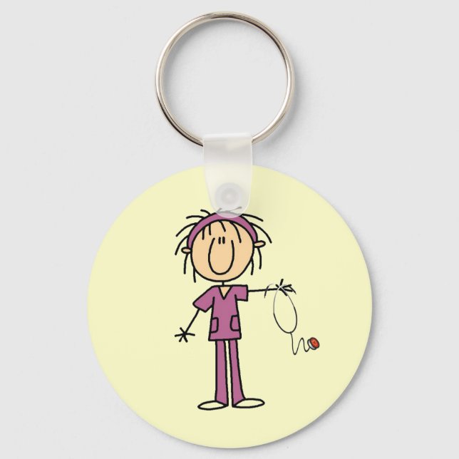 Porte-clés Bâton blanc pour femme Figure infirmière T-shirts  (Recto)