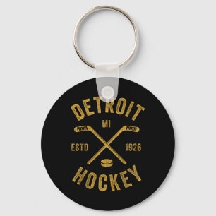 Porte-clés Bâtons de hockey sur glace vintage de Détroit Mi D