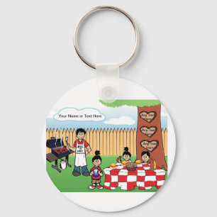 Porte-clés BBQ Familial Personnalisé, Père célibataire, 1 Car