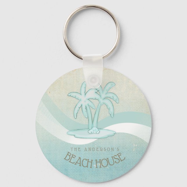 Porte-clés Beach House Palm Trees Aqua ID623 (Recto)
