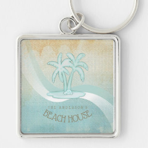 Porte-clés Beach House Palm Trees Aqua ID623