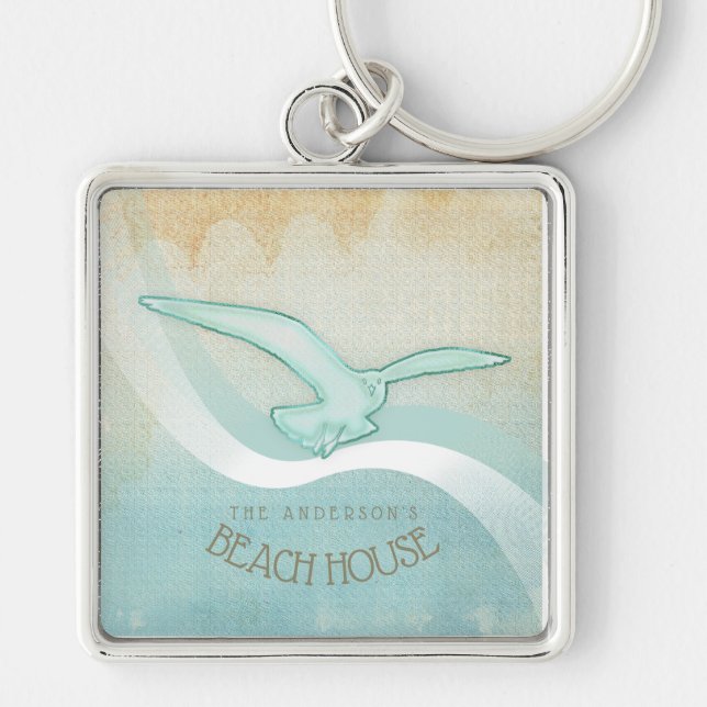 Porte-clés Beach House Seagull Aqua Blue ID623 (Devant)