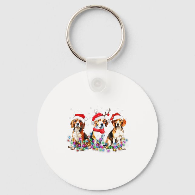 Porte-clés Beagle Dog Christmas Lights Cute Pet Matching Fami (Recto)