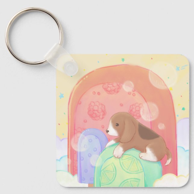Porte-clés Beagle & Popsicles (Recto)