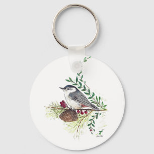 Porte-clés Beau art d'oiseaux de Nuthatch