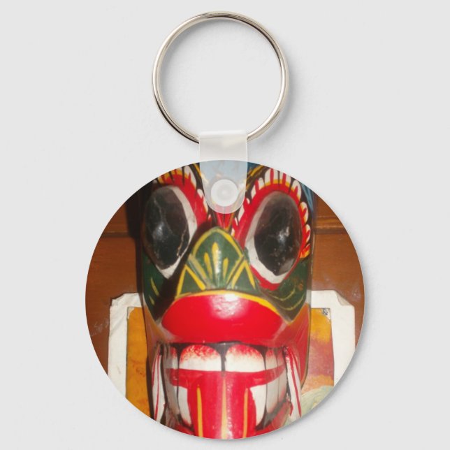 Porte-clés Beau art traditionnel sri-lankais de masques de fe (Recto)