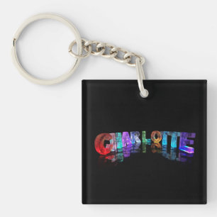 Porte-clés Beau Charlotte nommé dans les lumières 3D