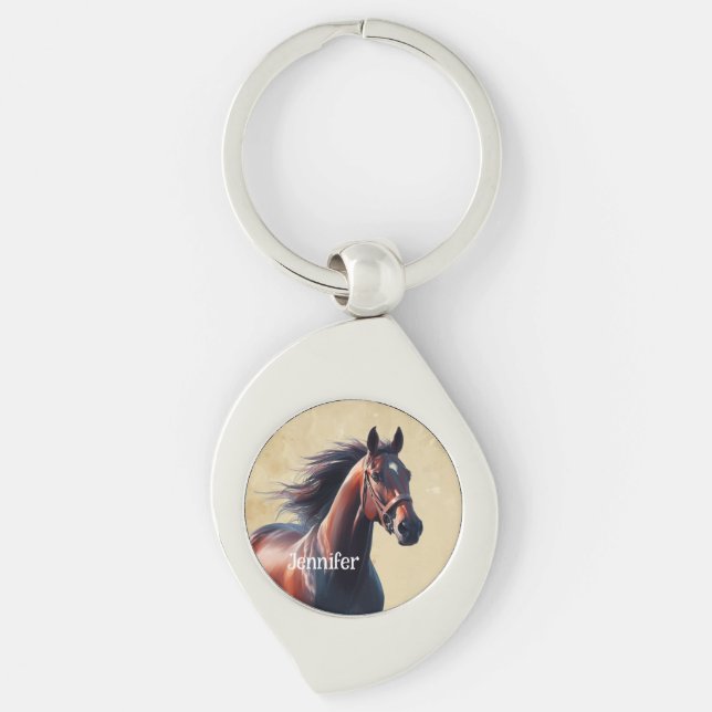 Porte-clés Beau Cheval Brown Nom personnalisé (Devant)