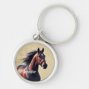 Porte-clés Beau Cheval Brown Nom personnalisé
