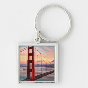 Porte-clés Beau coucher du soleil d'hiver chez golden gate