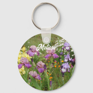 Porte-clés Beau Jardin fleuri pourpre Iris Irises