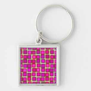Porte-clés Beau Motif de Carrelage Abstrait en rose