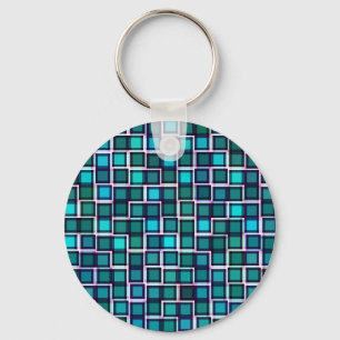 Porte-clés Beau Motif en Carrelage Abstrait en Bleu