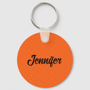 Porte-clés Beau Motif orange géométrique sans fin