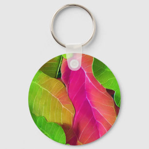 Porte-clés Beau Motif vert et rose