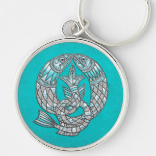 Porte-clés Beau porte - clé d'aigue-marine de poissons de