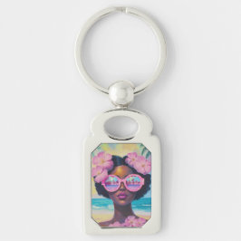 Porte-clés Beauté tropicale dans les tons roses