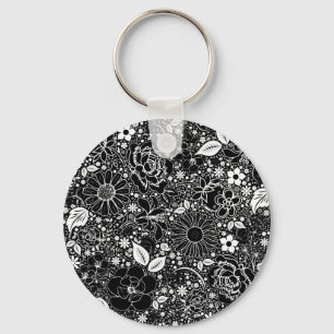 Porte-clés Beautés botaniques Noir et Blanc