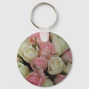 Porte-clés Beautiful Pink White Roses Flower Bouquet