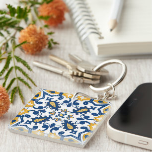 Porte-clés 💙 💛 Beaux Azulejos bleus et jaunes,  