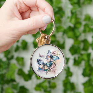 Porte-clés Beaux Papillons et Fleurs