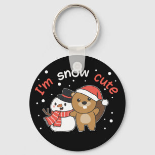 Porte-clés Beaver Je suis Snow mignon Snowman Pun Porte - clé