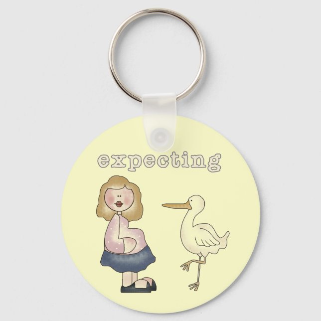 Porte-clés Bébé attendu - T-shirts et cadeaux de cigogne (Recto)