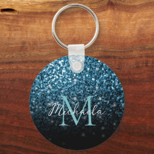 Porte-clés Bébé bleu clair faux parties scintillant scintille