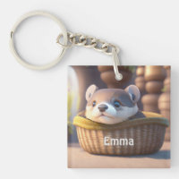 Bébé de loutre mignonne dans un panier - personnal