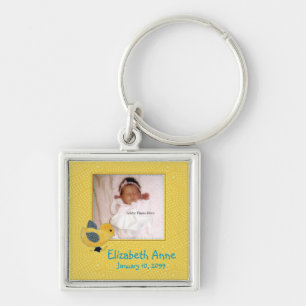 Porte-clés Bébé jaune mignon Faire-part de naissance photo