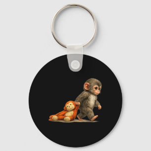 Porte-clés Bébé Macaque Coup de Singe Petit Coup Gros Mignon