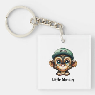 Porte-clés Bébé mignon avec un Casquette dit Petit Singe