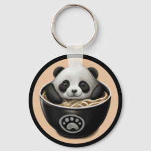 Porte-clés Bébé Mignonne Panda Ours Baigner Dans Un Bowl De R
