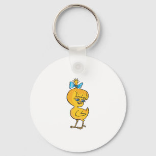 Porte-clés bébé poussin mignon avec un nœud