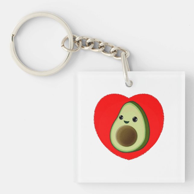 Porte-clés Bébé vert mignon Avocado en coeur rouge (Devant)