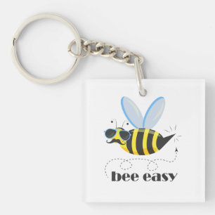 Porte-clés Bee caractère avec mustache lunettes de soleil Bee